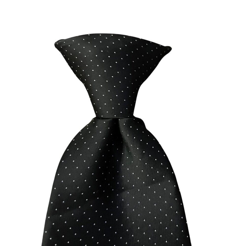 Puritan Mens Clip-On Tie Used Black Polka Dot 20” Handmade